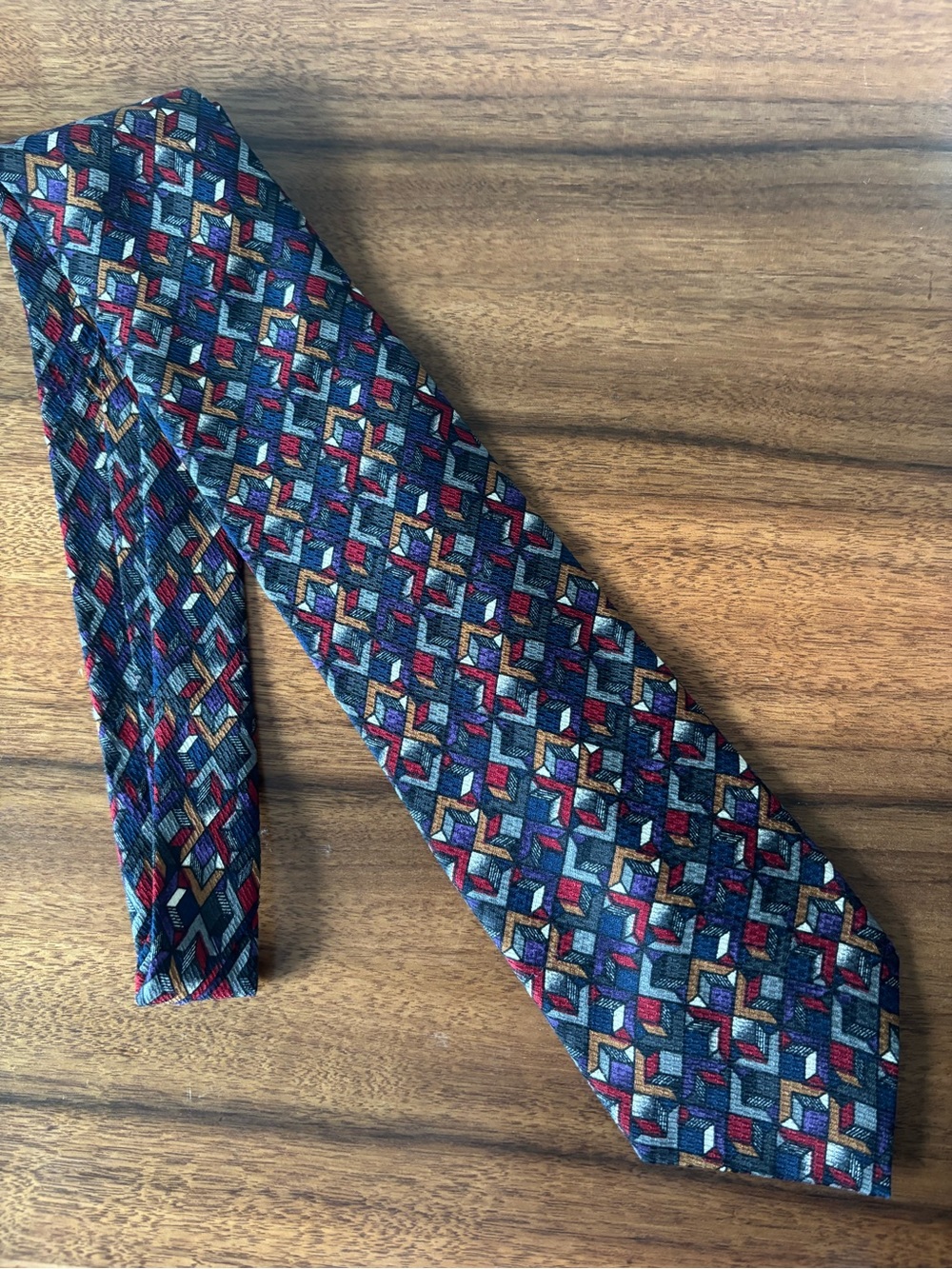 Vintage Christian Dior Monsieur Silk Tie 90s Geometric Mosaic 3.5" Flawed